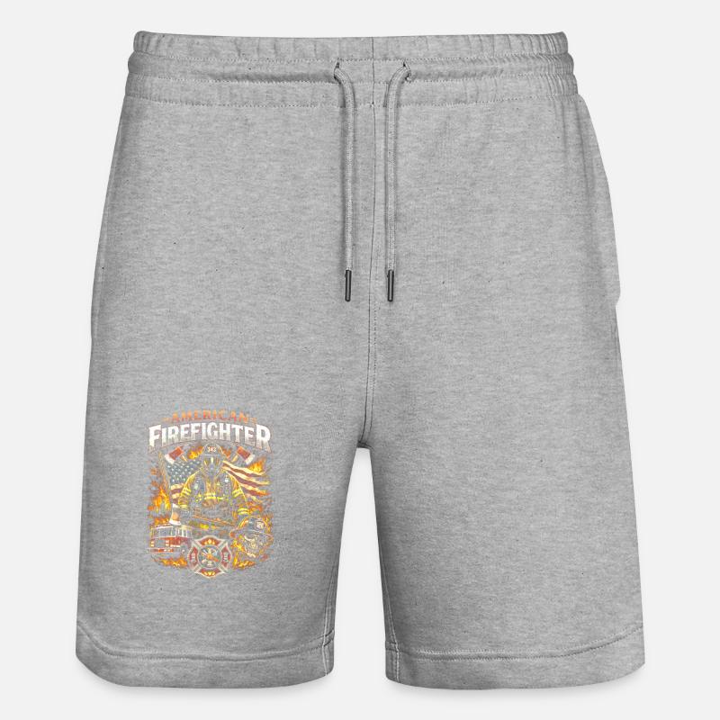 Héros pompier américain - Short de jogging bio TRAINER Stanley/Stella unisexe - gris chiné