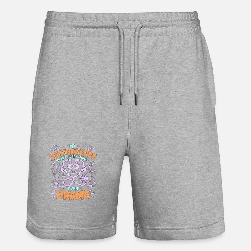 Infirmière praticienne : mon stéthoscope entend l’infirmière - Short de jogging bio TRAINER Stanley/Stella unisexe - gris chiné