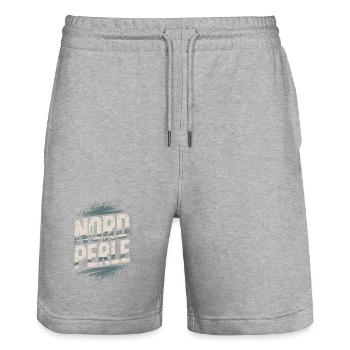 Nordperle Hamburg Nordsee Ostsee Norddeutsch Deern - Stanley/Stella Unisex Bio Joggingshorts Trainer  - Grau meliert - Vorne - Nik (191cm) & Marisol (170cm)