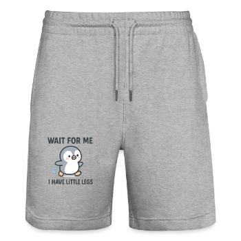 Pinguin Spruch Humor Meme Lustig Geschenkidee - Stanley/Stella Unisex Bio Joggingshorts Trainer  - Grau meliert - Vorne - Nik (191cm) & Marisol (170cm)