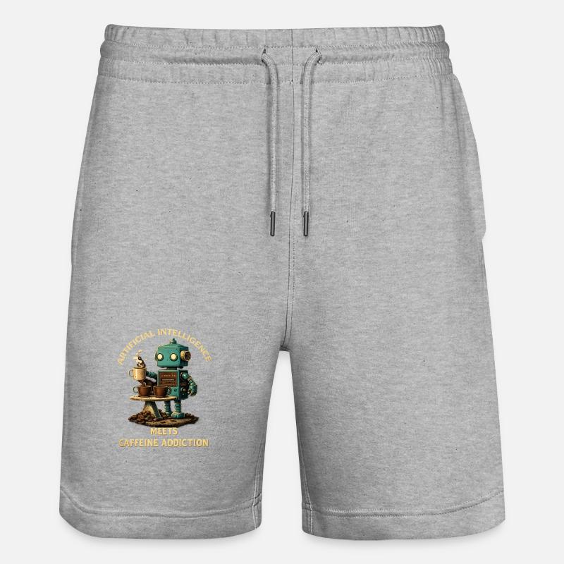 Coffee Robot – Artificial Intelligence Meets Koff - Stanley/Stella Trainer Unisex Organic Jogging Shorts - heather grey