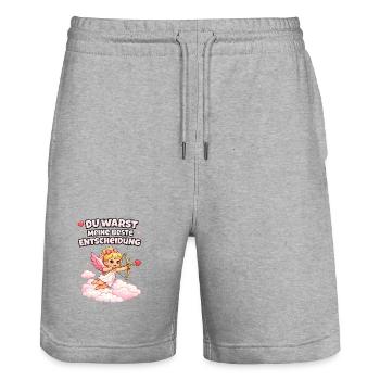 Tu as été mon meilleur choix Motif d’ange - Short de jogging bio TRAINER Stanley/Stella unisexe - gris chiné - Devant - Nik (191cm) & Marisol (170cm)