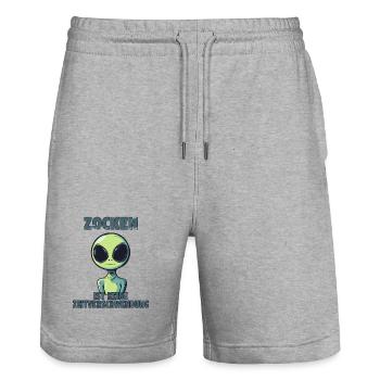 zocken ist keine zeitverschwendung alien - Stanley/Stella Unisex Bio Joggingshorts Trainer  - Grau meliert - Vorne - Nik (191cm) & Marisol (170cm)