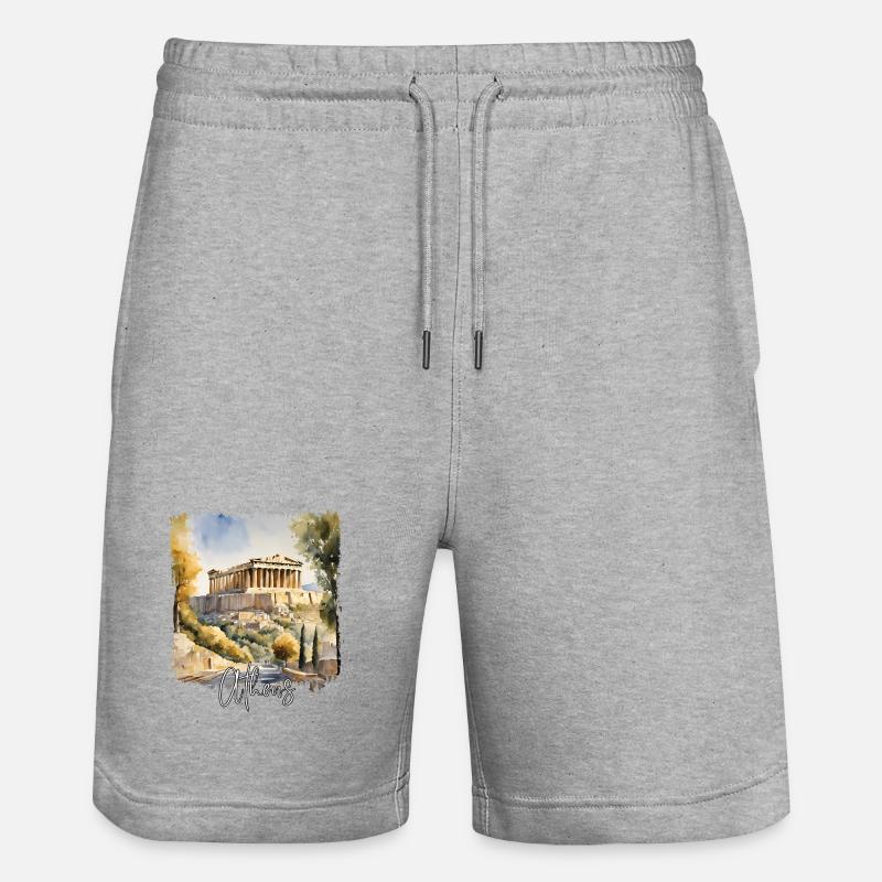 Aquarelle d’Athènes, Athènes Grèce - Short de jogging bio TRAINER Stanley/Stella unisexe - gris chiné
