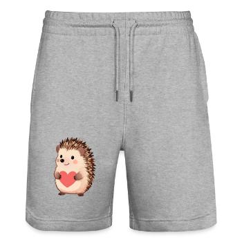 Cadeau pour la fête des mères : Idée de cadeau pour la fête des mères - Short de jogging bio TRAINER Stanley/Stella unisexe - gris chiné - Devant - Nik (191cm) & Marisol (170cm)