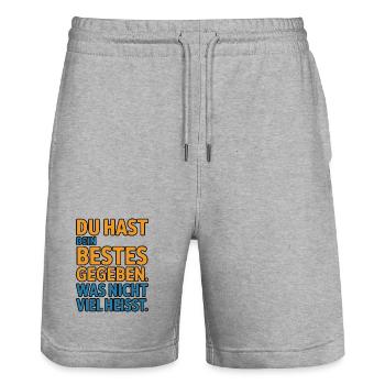 You did your best, which doesn't mean much - Stanley/Stella Trainer Unisex Organic Jogging Shorts - heather grey - Front - Nik (191cm) & Marisol (170cm)