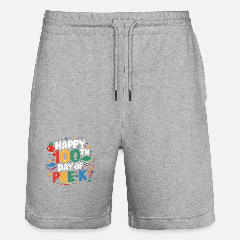 Joyeux 100e jour de maternelle - Short de jogging bio TRAINER Stanley/Stella unisexe - gris chiné