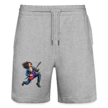 High-energy rock guitar performance - Stanley/Stella Trainer Unisex Organic Jogging Shorts - heather grey - Front - Nik (191cm) & Marisol (170cm)