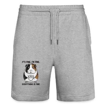 Its Fine Im Fine Kaffee Meerschweinchen - Stanley/Stella Unisex Bio Joggingshorts Trainer  - Grau meliert - Vorne - Nik (191cm) & Marisol (170cm)