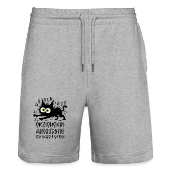 Kindergarten teacher training 2026 I'm done! Cat - Stanley/Stella Trainer Unisex Organic Jogging Shorts - heather grey - Front - Nik (191cm) & Marisol (170cm)