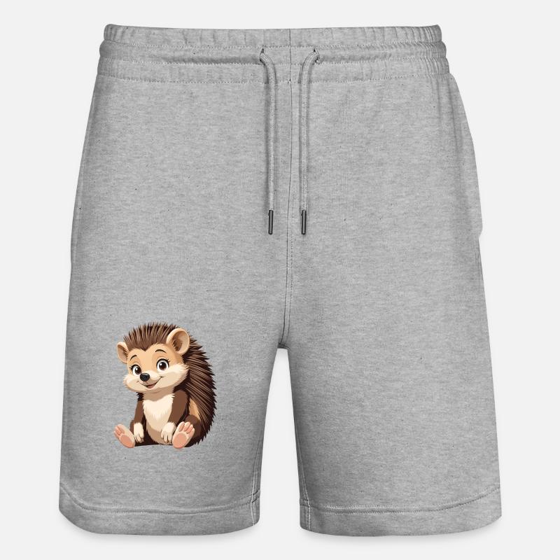 Illustration de hérisson câlin - Short de jogging bio TRAINER Stanley/Stella unisexe - gris chiné