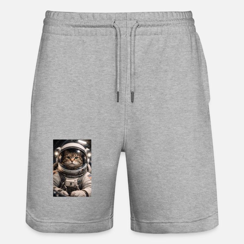 Chat de l’espace en costume d’astronaute - Short de jogging bio TRAINER Stanley/Stella unisexe - gris chiné
