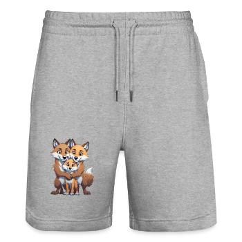 Wolf Family Trio - Stanley/Stella Trainer Unisex Organic Jogging Shorts - heather grey - Front - Nik (191cm) & Marisol (170cm)