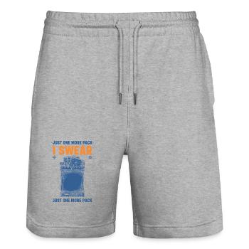 Nur noch ein Pack, ich schwöre, Sammelkarten-Booster - Stanley/Stella Unisex Bio Joggingshorts Trainer  - Grau meliert - Vorne - Nik (191cm) & Marisol (170cm)