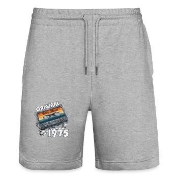 51st Birthday Gift Husband Wife March 1975 - Stanley/Stella Trainer Unisex Organic Jogging Shorts - heather grey - Front - Nik (191cm) & Marisol (170cm)