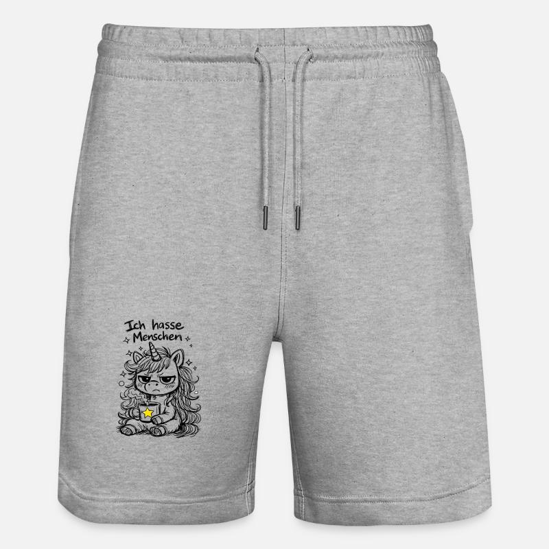 Süßes Einhorn Kritzelstil mit Spruch - Stanley/Stella Unisex Bio Joggingshorts Trainer - Grau meliert