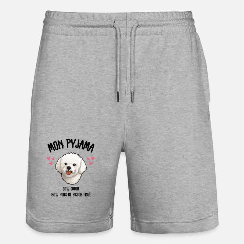 Pyjama Drôle Chien Bichon - Short de jogging bio TRAINER Stanley/Stella unisexe - gris chiné