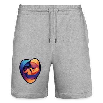Câlin fœtal coloré - Short de jogging bio TRAINER Stanley/Stella unisexe - gris chiné - Devant - Nik (191cm) & Marisol (170cm)