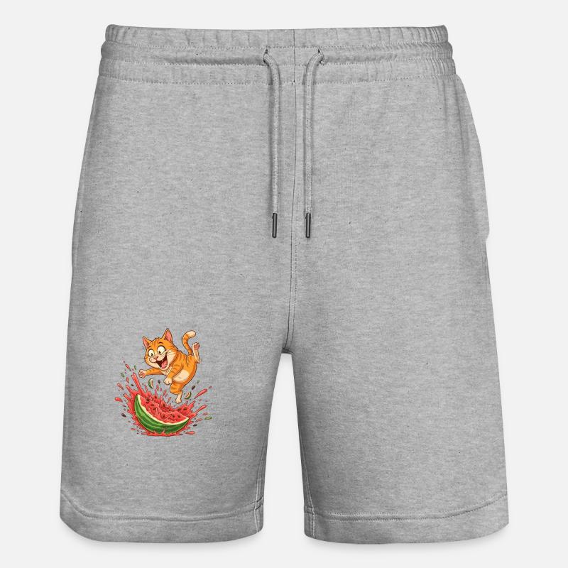 Fritzers de pastèque d’été Chats - Short de jogging bio TRAINER Stanley/Stella unisexe - gris chiné