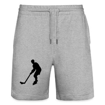 Eishockey Player - Stanley/Stella Trainer Unisex Organic Jogging Shorts - heather grey - Front - Nik (191cm) & Marisol (170cm)