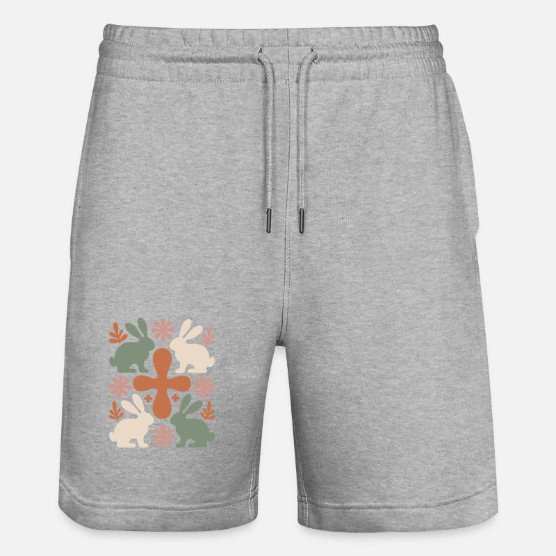 Easter Bunny Cross Pattern - Stanley/Stella Trainer Unisex Organic Jogging Shorts - heather grey