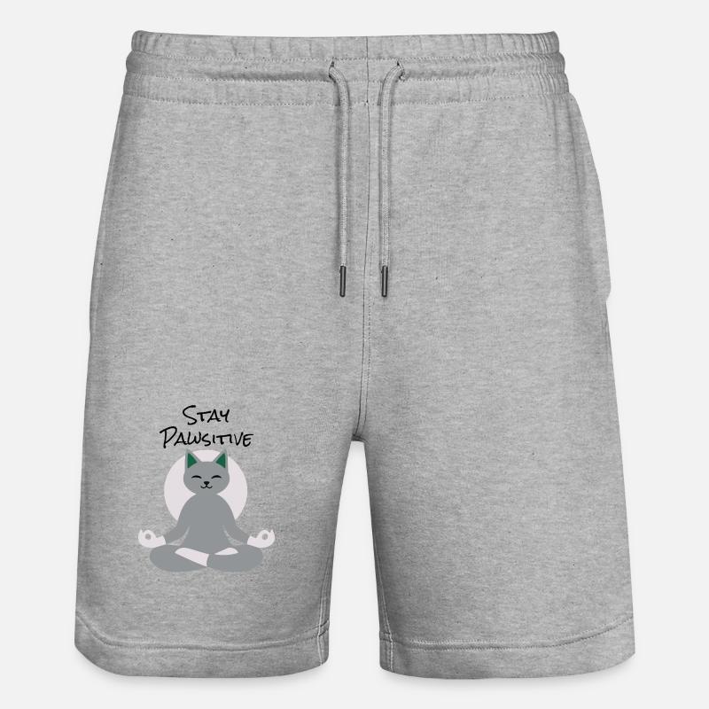 Chat méditant – Calm Zen Kitty Design - Short de jogging bio TRAINER Stanley/Stella unisexe - gris chiné