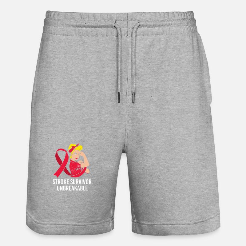 Schlaganfall Hirnschlag - Stanley/Stella Unisex Bio Joggingshorts Trainer  - Grau meliert