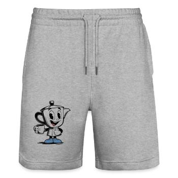 Mascotte vintage de la moka pot - Short de jogging bio TRAINER Stanley/Stella unisexe - gris chiné - Devant - Nik (191cm) & Marisol (170cm)