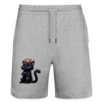 Lustige Katze Katzen Katzenliebhaber Kätzchen - Stanley/Stella Unisex Bio Joggingshorts Trainer  - Grau meliert - Vorne - Nik (191cm) & Marisol (170cm)