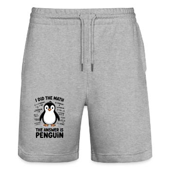Math Sayings Penguin Funny Math Gift - Stanley/Stella Trainer Unisex Organic Jogging Shorts - heather grey - Front - Nik (191cm) & Marisol (170cm)
