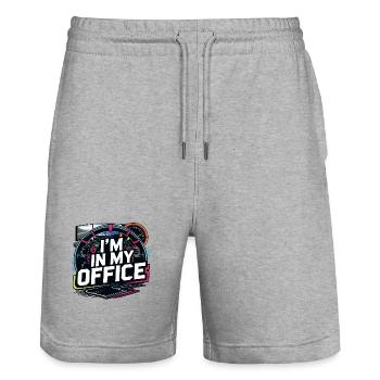 Ich bin in meinem Büro - Stanley/Stella Unisex Bio Joggingshorts Trainer  - Grau meliert - Vorne - Nik (191cm) & Marisol (170cm)