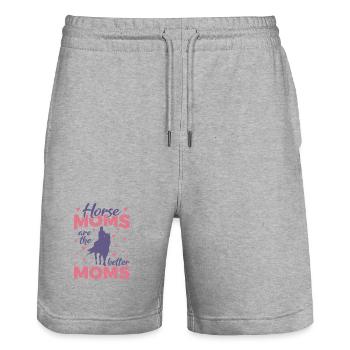 Horse mother - Stanley/Stella Trainer Unisex Organic Jogging Shorts - heather grey - Front - Nik (191cm) & Marisol (170cm)