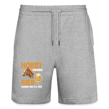 Bier Pferd Hobby Horsing - Stanley/Stella Unisex Bio Joggingshorts Trainer  - Grau meliert - Vorne - Nik (191cm) & Marisol (170cm)
