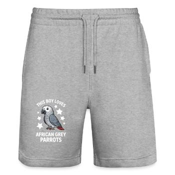 Graupapagei Sprüche Lustiges Graupapagei Geschenk  - Stanley/Stella Unisex Bio Joggingshorts Trainer  - Grau meliert - Vorne - Nik (191cm) & Marisol (170cm)
