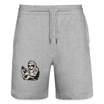 Paresseux tatoué avec une rose crâne - Short de jogging bio TRAINER Stanley/Stella unisexe - gris chiné - Devant - Nik (191cm) & Marisol (170cm)