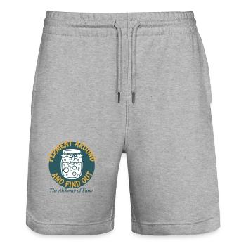 Fermentation au pain au levain et découverte - Short de jogging bio TRAINER Stanley/Stella unisexe - gris chiné - Devant - Nik (191cm) & Marisol (170cm)