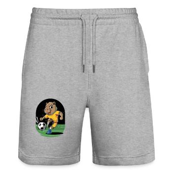  Lustiges Fußball Nagetier Maskottchen Tierischer - Stanley/Stella Unisex Bio Joggingshorts Trainer  - Grau meliert - Vorne - Nik (191cm) & Marisol (170cm)