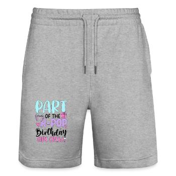 Part Of The K Pop Birthday Girl Crew - Stanley/Stella Trainer Unisex Organic Jogging Shorts - heather grey - Front - Nik (191cm) & Marisol (170cm)