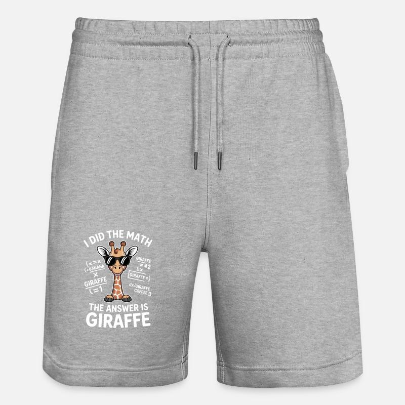 Mathe Sprüche Giraffe Lustiges Mathe Geschenk - Stanley/Stella Unisex Bio Joggingshorts Trainer  - Grau meliert