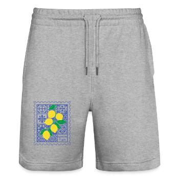 Italien Zitronen Italia Amalfi Küste Sommer - Stanley/Stella Unisex Bio Joggingshorts Trainer  - Grau meliert - Vorne - Nik (191cm) & Marisol (170cm)