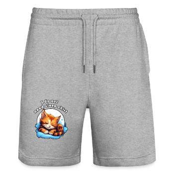 Sleepless Cat on Clouds Sleep Shirt - Stanley/Stella Trainer Unisex Organic Jogging Shorts - heather grey - Front - Nik (191cm) & Marisol (170cm)