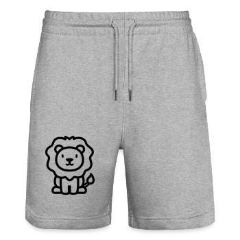 lion - Stanley/Stella Trainer Unisex Organic Jogging Shorts - heather grey - Front - Nik (191cm) & Marisol (170cm)