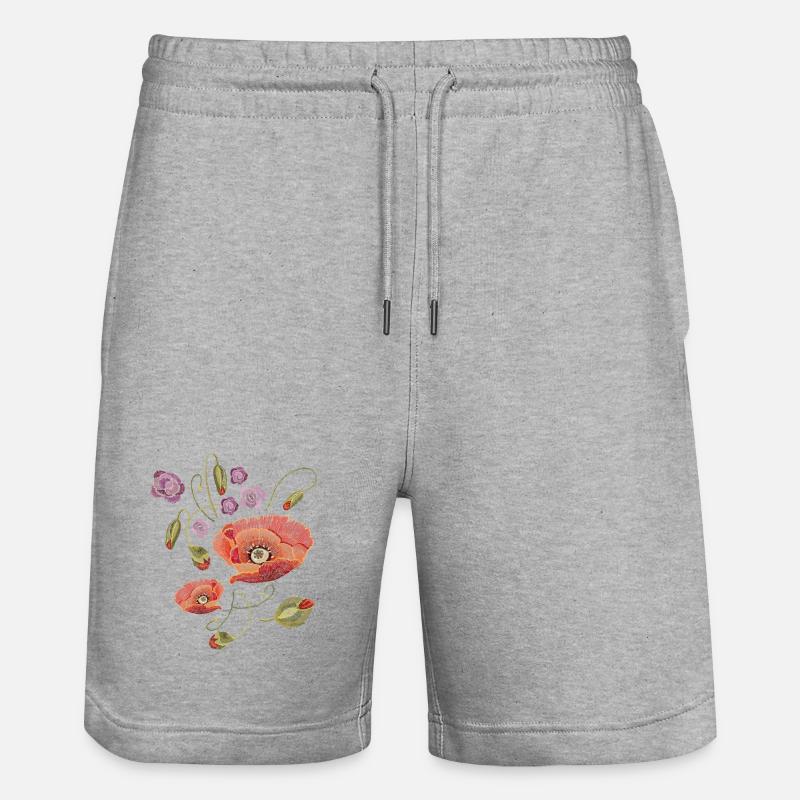 Coquelicots - Short de jogging bio TRAINER Stanley/Stella unisexe - gris chiné