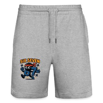 Six Seven 67 Italian Brainrot Ninja Humor Funny - Stanley/Stella Trainer Unisex Organic Jogging Shorts - heather grey - Front - Nik (191cm) & Marisol (170cm)