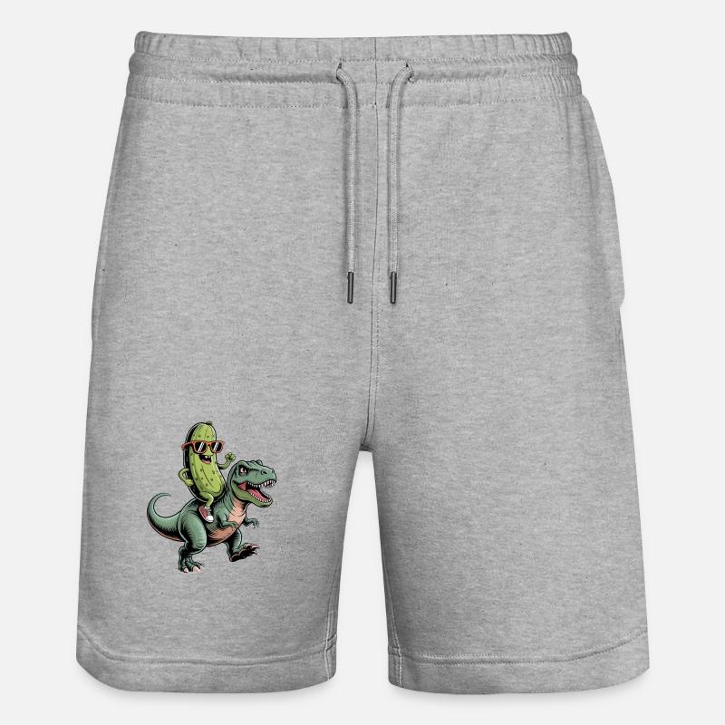 Un concombre aigre chevauche un dinosaure - Short de jogging bio TRAINER Stanley/Stella unisexe - gris chiné