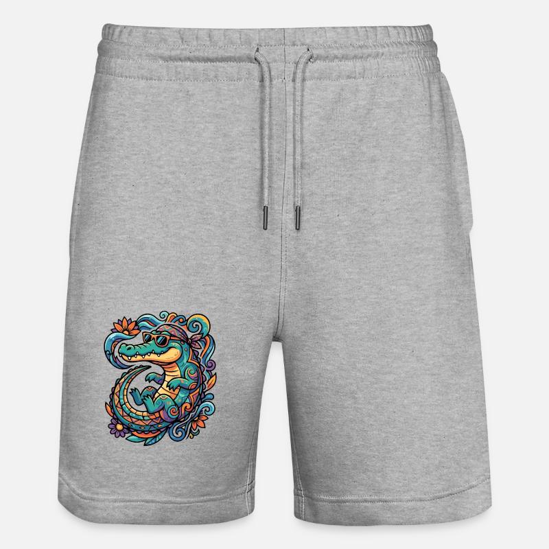 Motif rétro Crocodile Creative Tropics Summery - Short de jogging bio TRAINER Stanley/Stella unisexe - gris chiné