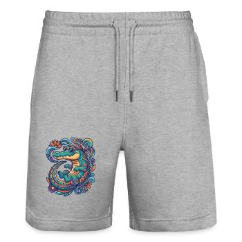 Farbenfrohes Krokodil Sommer Wasser Sonnenbrille - Stanley/Stella Unisex Bio Joggingshorts Trainer  - Grau meliert - Vorne - Nik (191cm) & Marisol (170cm)