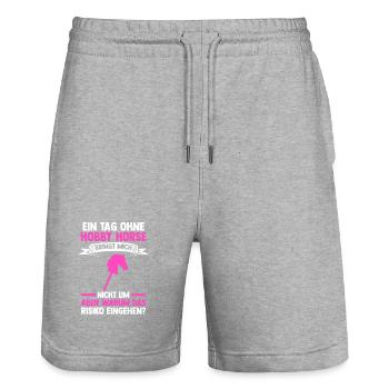 Steckenpferd Hobbyhorse Hobby Horsing - Stanley/Stella Unisex Bio Joggingshorts Trainer  - Grau meliert - Vorne - Nik (191cm) & Marisol (170cm)