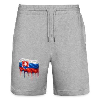 Flag Slovakia Splashes of Color - Stanley/Stella Trainer Unisex Organic Jogging Shorts - heather grey - Front - Nik (191cm) & Marisol (170cm)