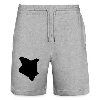 Kenya map - Stanley/Stella Trainer Unisex Organic Jogging Shorts - heather grey - Front - Nik (191cm) & Marisol (170cm)